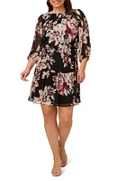 Adrianna Papell Floral Chiffon Dress Black Multi at Nordstrom,