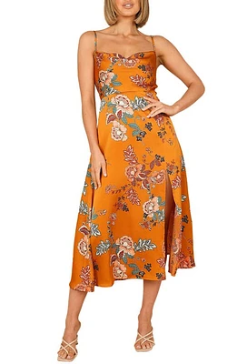 Petal & Pup Alejandra Floral Print Midi Dress Tan Rust at Nordstrom,