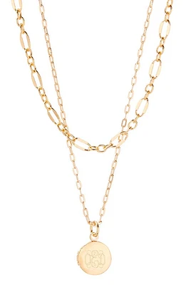 Brook and York Isla Petite Monogram Locket Layering Necklace Set in Gold at Nordstrom