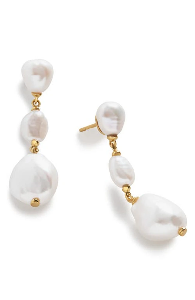 Monica Vinader Nura Reef Triple Freshwater Pearl Drop Earrings in 18Ct Gold Vermeil /Pearl at Nordstrom