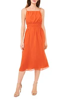 halogen(r) Shirred Waist Midi Dress Burnt Orange at Nordstrom,