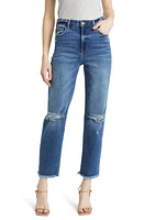 HIDDEN Jeans Ripped Frayed Hem Slim Straight Leg Dark Wash at Nordstrom,