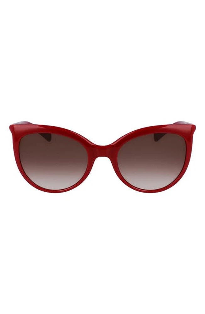 Longchamp Roseau 53mm Gradient Cat Eye Sunglasses in Red at Nordstrom