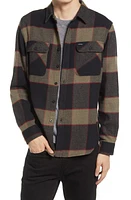 Brixton Bowery Slim Fit Plaid Flannel Button-Up Shirt Grey Check at Nordstrom,