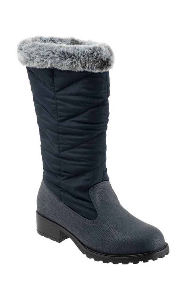 Trotters Benji 3.0 Faux Fur Water Resistant Boot Navy at Nordstrom,