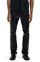 PURPLE BRAND Patent Film Coated Bootcut Cargo Pants Black at Nordstrom,