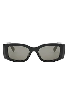 CELINE Triomphe 53mm Rectangular Sunglasses in Shiny Black /Smoke at Nordstrom