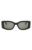 CELINE Triomphe 53mm Rectangular Sunglasses in Shiny Black /Smoke at Nordstrom