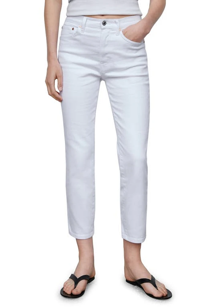 MANGO Slim Fit Crop Pants White at Nordstrom,