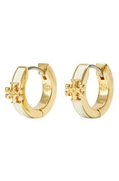 Tory Burch Kira Enamel Huggie Earrings in Tory Gold /New Ivory at Nordstrom