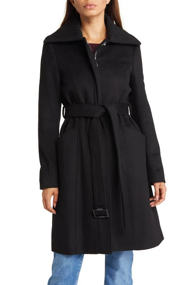 Sam Edelman Wool Blend Rib Collar Coat at Nordstrom,