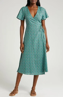 Marine Layer Emlyn Wrap Dress Deep Sea Floral at Nordstrom,