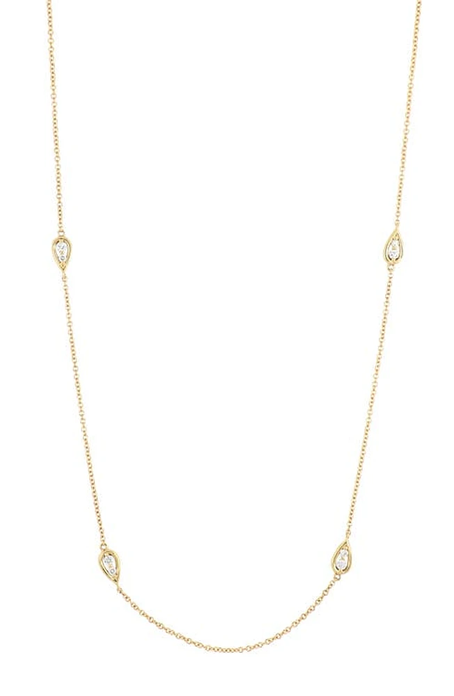 Bony Levy Florentine Diamond Pear Station Necklace in 18K Yellow Gold at Nordstrom