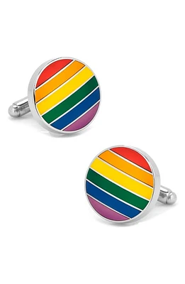 Cufflinks, Inc. Rainbow Stripe Cuff Links in Metallic Silver at Nordstrom