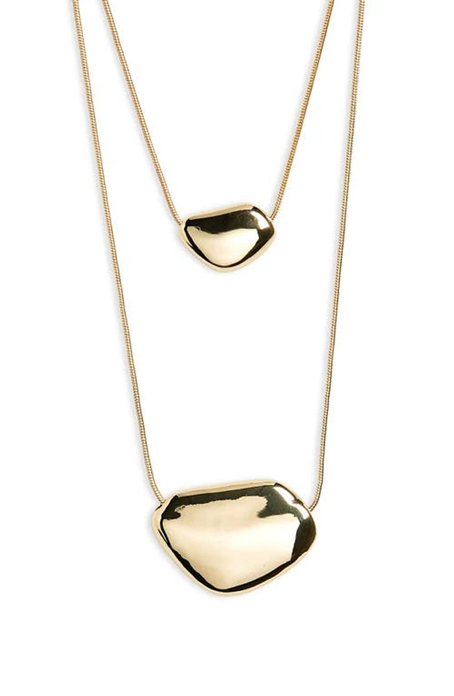 Nordstrom Layered Pebble Pendant Necklace in Gold at Nordstrom