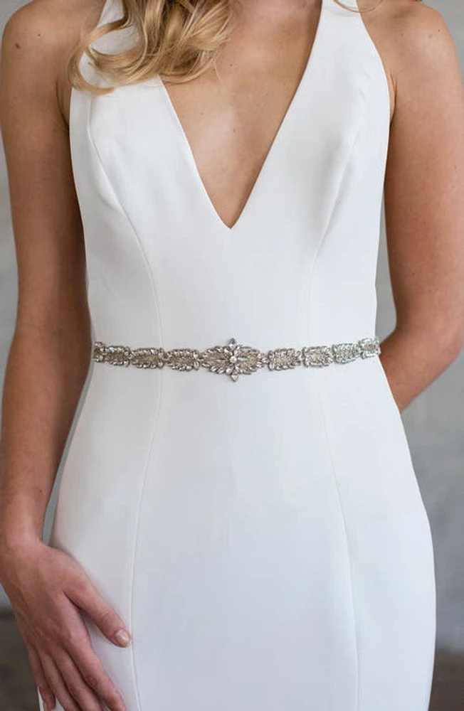 Brides & Hairpins Aster Swarovski Crystal Sash in Silver at Nordstrom