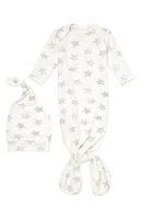 aden + anais Snuggle Knit Gown & Hat Set in Grey Star at Nordstrom, Size Newborn