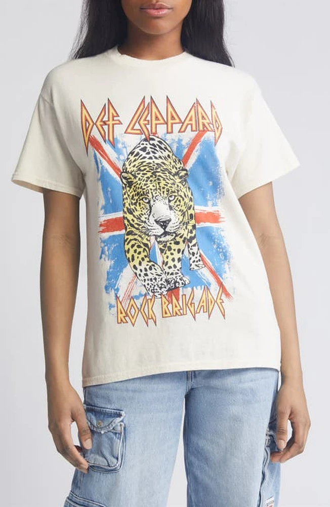 Vinyl Icons Def Leppard Rock Brigade Graphic T-Shirt Natural at Nordstrom,