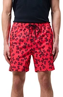 Psycho Bunny Groves Print Swim Trunks Diva Pink at Nordstrom,