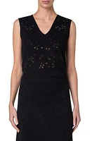 Akris Stars Intarsia V-Neck Shell Black at Nordstrom,