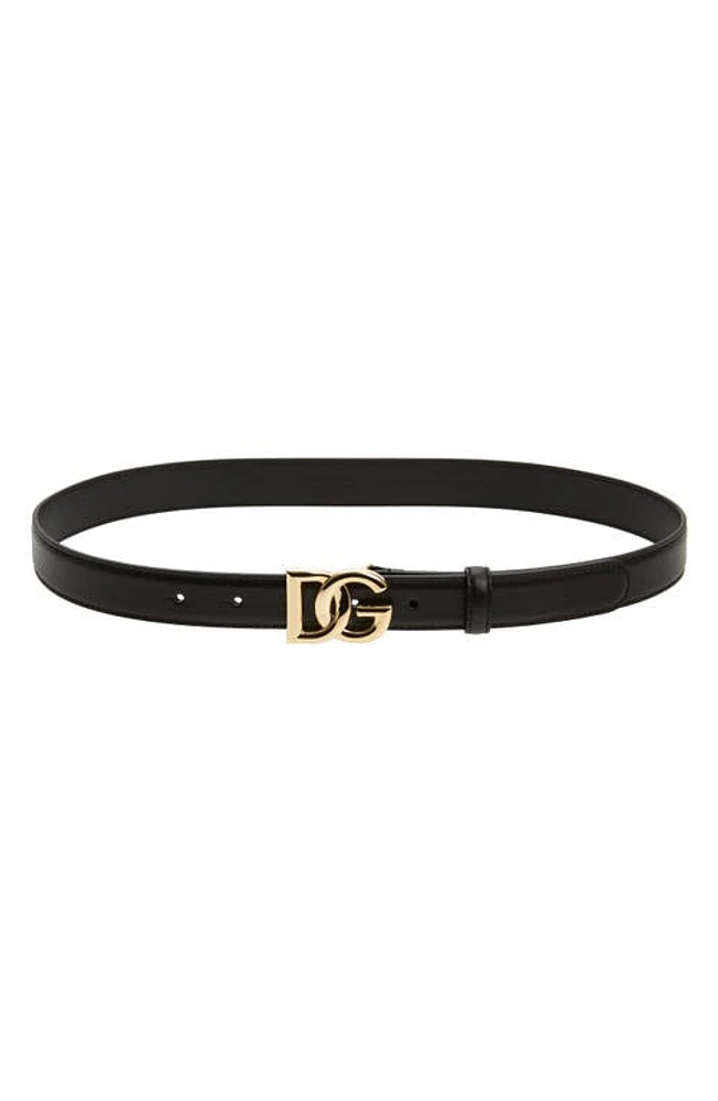 Dolce & Gabbana DG Logo Buckle Leather Belt in Nero at Nordstrom, Size 70