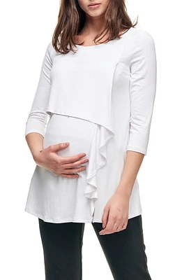 Maternal America Cascade Ruffle Front Maternity/Nursing Top Ivory at Nordstrom,