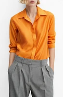 MANGO Concealed Button Shirt Orange at Nordstrom,