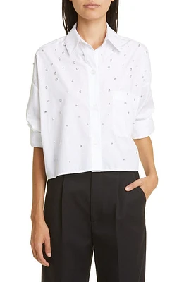 TWP Next Ex Rhinestone Button-Up Shirt in White at Nordstrom, Size Medium