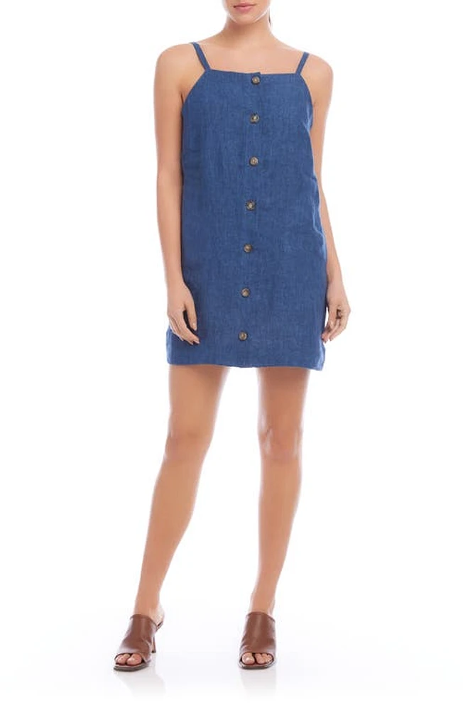 FIFTEEN TWENTY Safia Linen Mini Sundress Blue at Nordstrom,