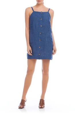 FIFTEEN TWENTY Safia Linen Mini Sundress Blue at Nordstrom,