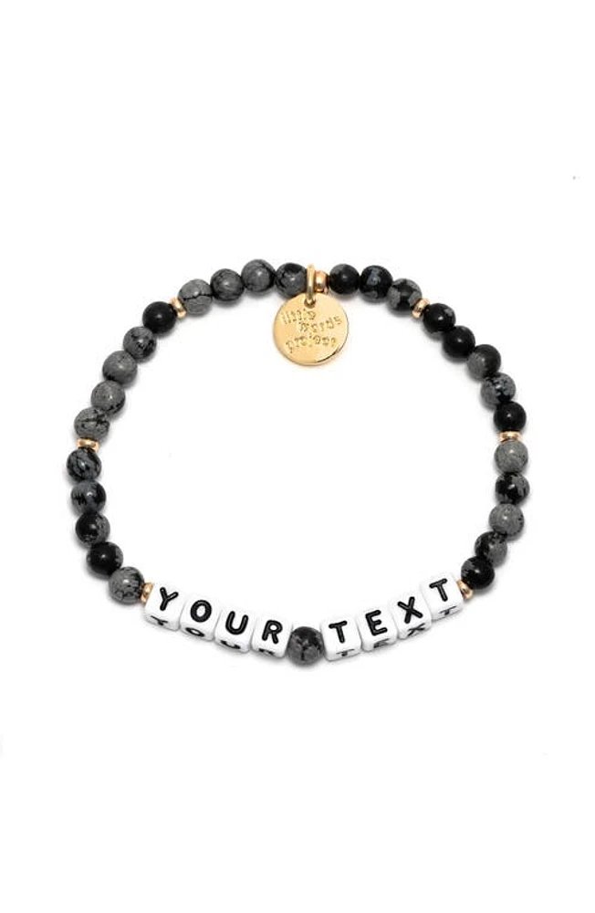 Little Words Project Snowflake Custom Beaded Stretch Bracelet in Black at Nordstrom, Size Small