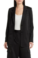 KOBI HALPERIN Notch Lapel Satin Blazer Black at Nordstrom,