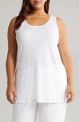 Eileen Fisher Scoop Neck Organic Linen Tank Top White at Nordstrom,