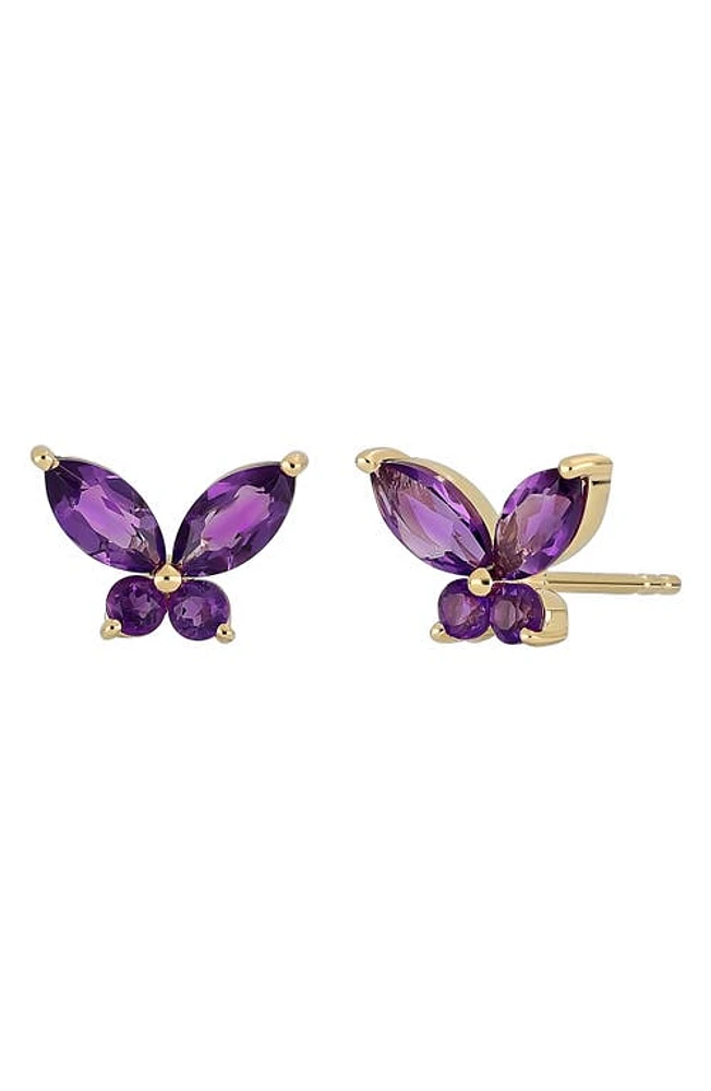 Bony Levy Amethyst Butterfly Stud Earrings in 14K Yellow Gold/Amethyst at Nordstrom