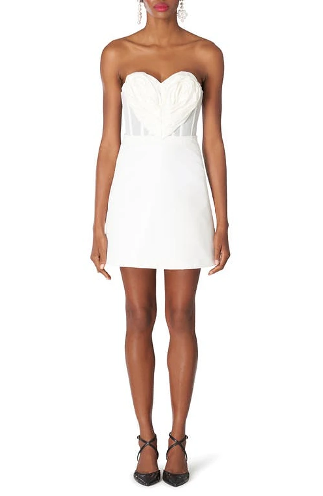 Carolina Herrera Sweetheart Neck Strapless Faille Minidress in White at Nordstrom, Size 10