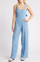 NASTY GAL Ruffle Cutout Chambray Jumpsuit Authentic Midwash at Nordstrom,