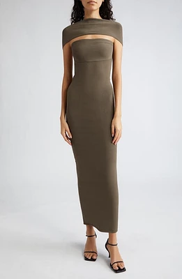 TOTEME Off the Shoulder Knit Body-Con Dress in Bay Leaf at Nordstrom, Size Large