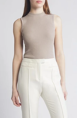 BOSS Feskies Funnel Neck Sleeveless Rib Sweater Goat at Nordstrom,