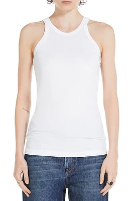 SPORTMAX Stretch Cotton & Silk Rib Tank Optical White at Nordstrom,