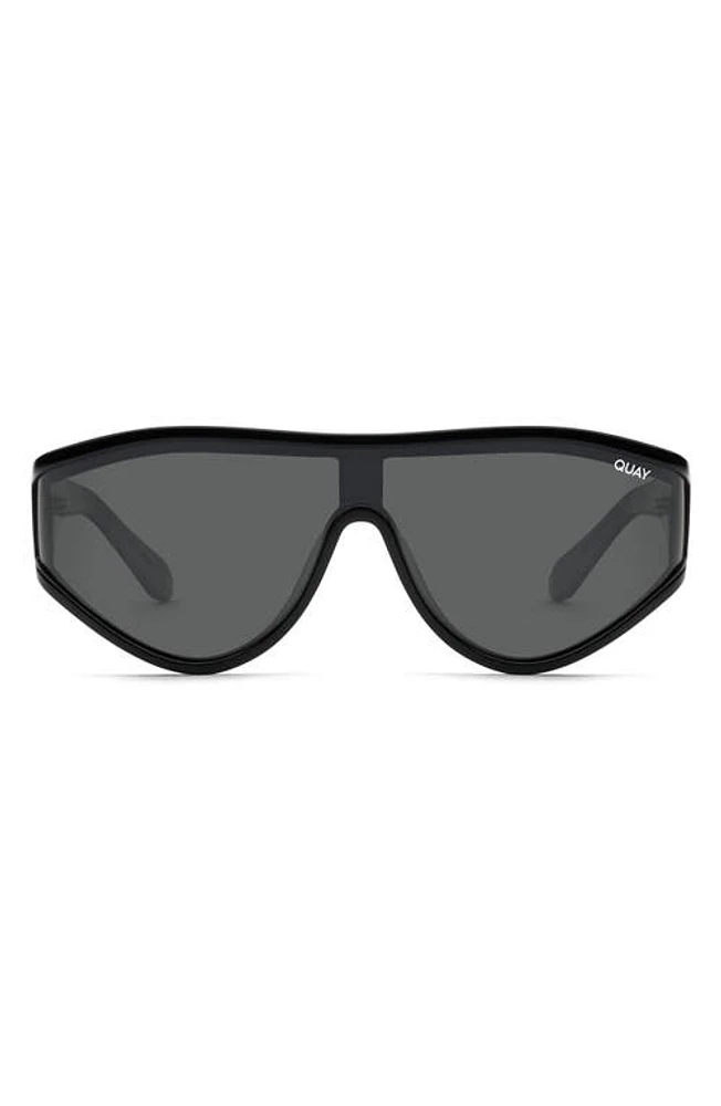 Quay Australia Secret Set 48mm Polarized Shield Sunglasses in Black/Black Polarized at Nordstrom