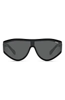 Quay Australia Secret Set 48mm Polarized Shield Sunglasses in Black/Black Polarized at Nordstrom