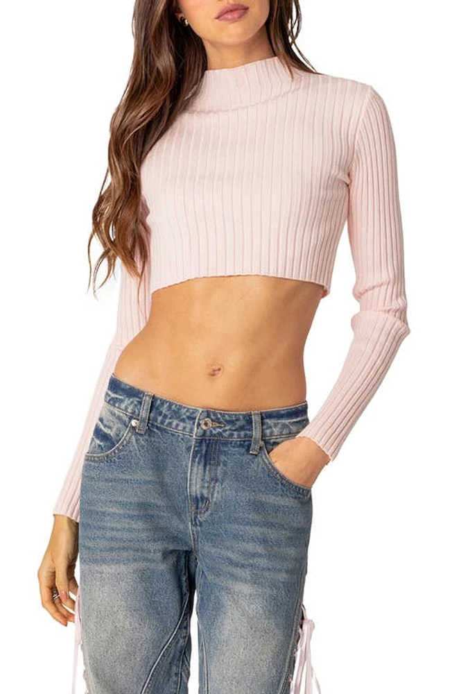 EDIKTED Dolly Rib Crop Sweater Light-Pink at Nordstrom,