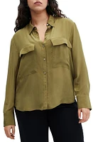 MANGO Massima Button-Up Shirt Khaki at Nordstrom,