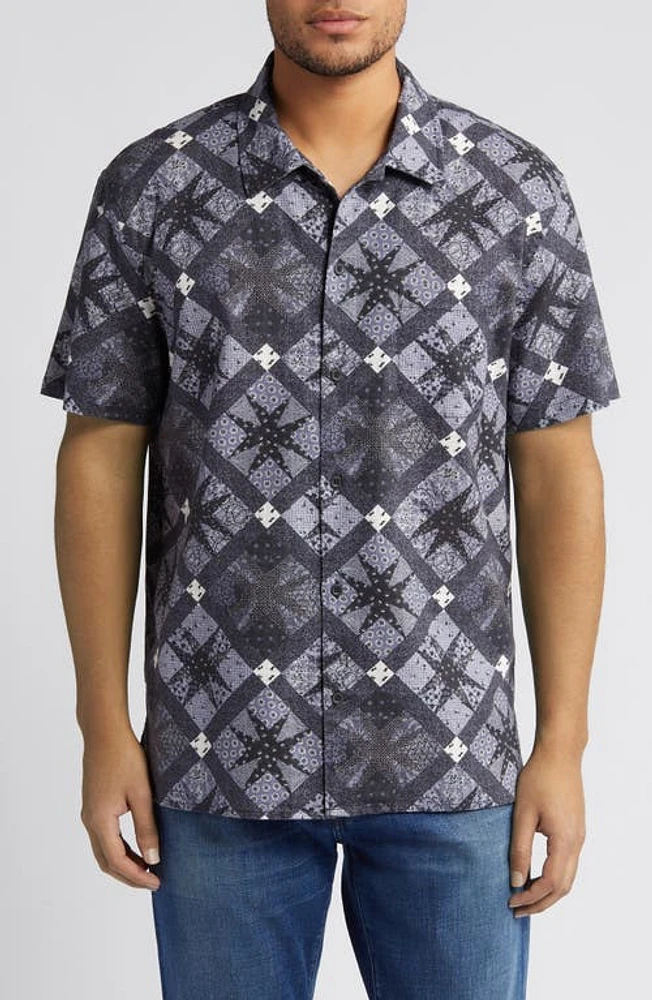 Treasure & Bond Sun Quilt Camp Shirt Navy- Ivory at Nordstrom,