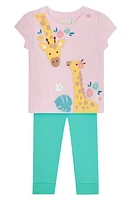 JOJO MAMAN BEBE Giraffe Appliqué Cotton T-Shirt & Leggings Set Rose at Nordstrom,