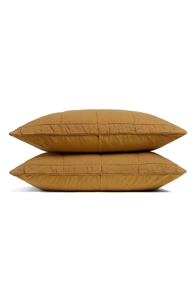 Parachute Linen Box Quilted Sham Set in Ochre at Nordstrom