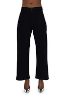 Pistola Penny High Waist Raw Hem Wide Leg Jeans in Black at Nordstrom, Size 24