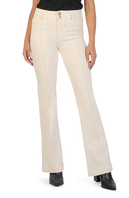 KUT from the Kloth Ana Pintuck Welt Pocket High Waist Flare Jeans in Ecru at Nordstrom, Size 16