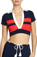 Robin Piccone Baby Short Sleeve Bikini Top Navy Combo at Nordstrom,