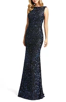 Mac Duggal Sequin Drape Back Trumpet Gown at Nordstrom,